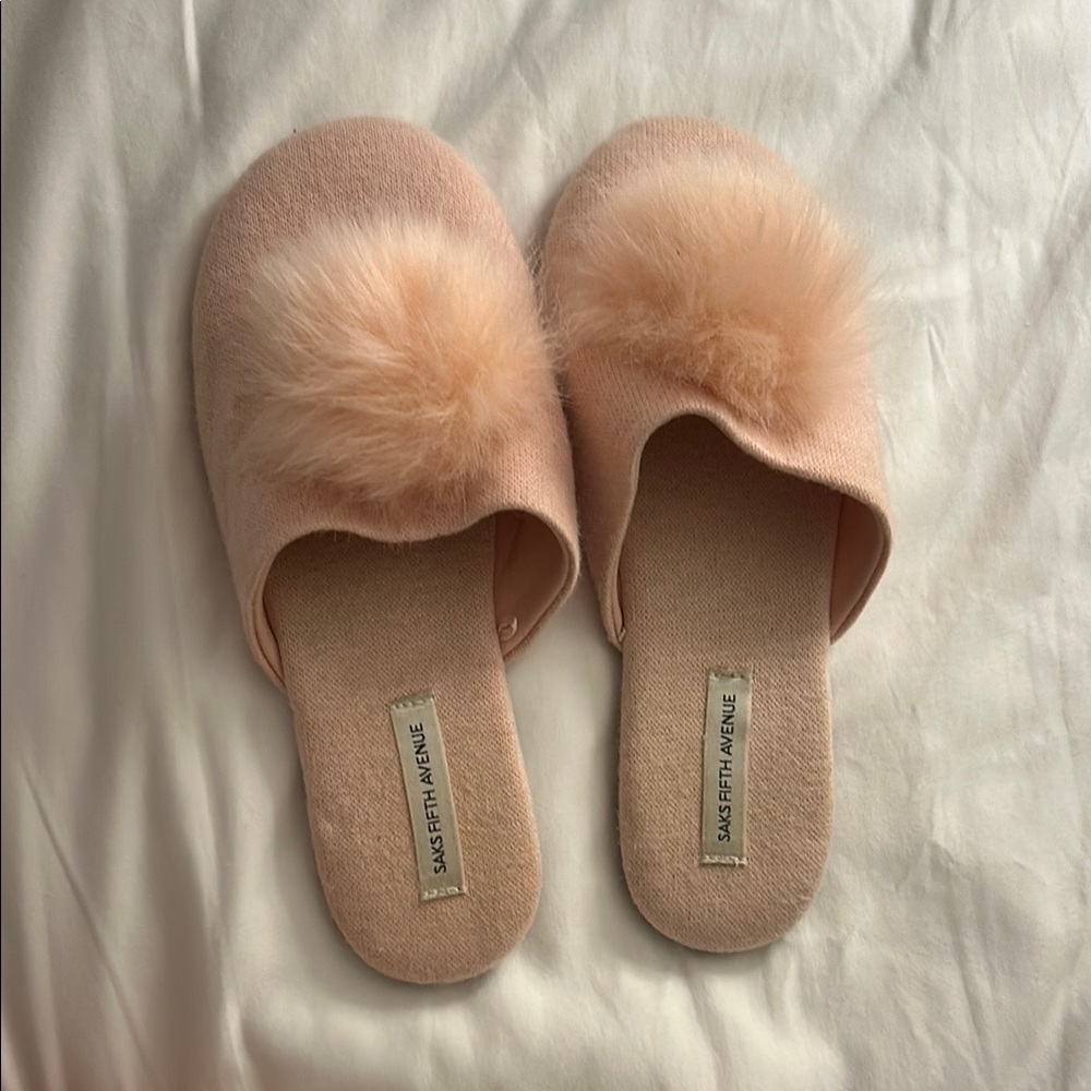 Saks Fifth Avenue rose pink slippers